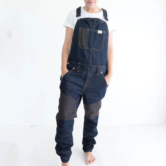 True Religion Dark Wash Blue  100% Cotton Denim Overalls Med - Picture 2 of 15